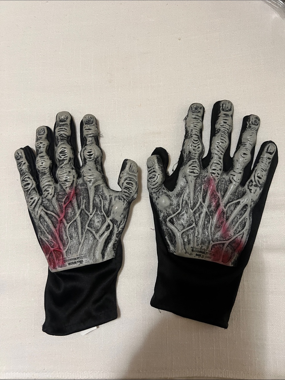 Adult Halloween Skeleton Zombie Costume Gloves - Black/Grey